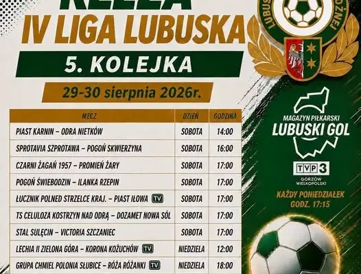 5. kolejka KEEZA 4 ligi: hitowe mecze w Żaganiu, Zielonej Górze i Słubicach