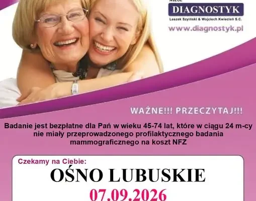 Bezpłatne badania mammograficzne w Ośnie Lubuskim – zapisy trwają