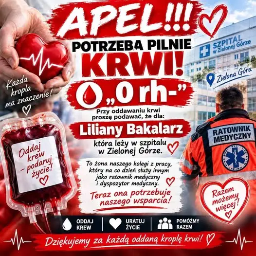 Apel o pomoc dla Liliany Bakalarz – żony ratownika medycznego ze Słubic