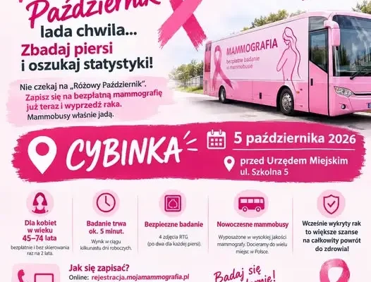 Bezpłatna mammografia w Cybince – 5 października 2026