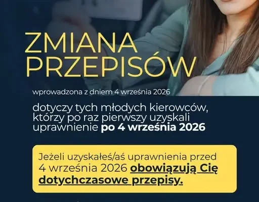 Nowe przepisy dla początkujących kierowców – okres próbny od 4 września 2026
