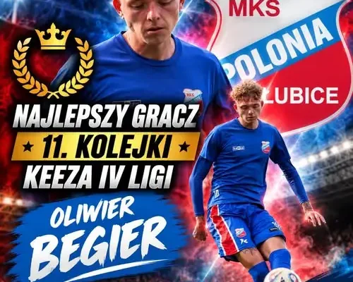 Oliwier Begier z MKS Polonia Słubice najlepszym piłkarzem 11. kolejki Keeza IV ligi