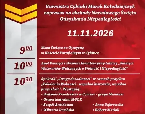Cybinka zaprasza na obchody Narodowego Święta Niepodległości